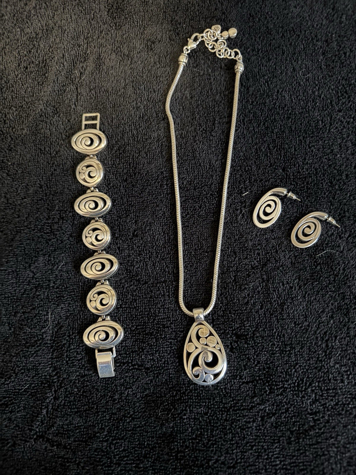 Brighton Silver Contempo Scroll Necklace Bracelet and Earrings Set