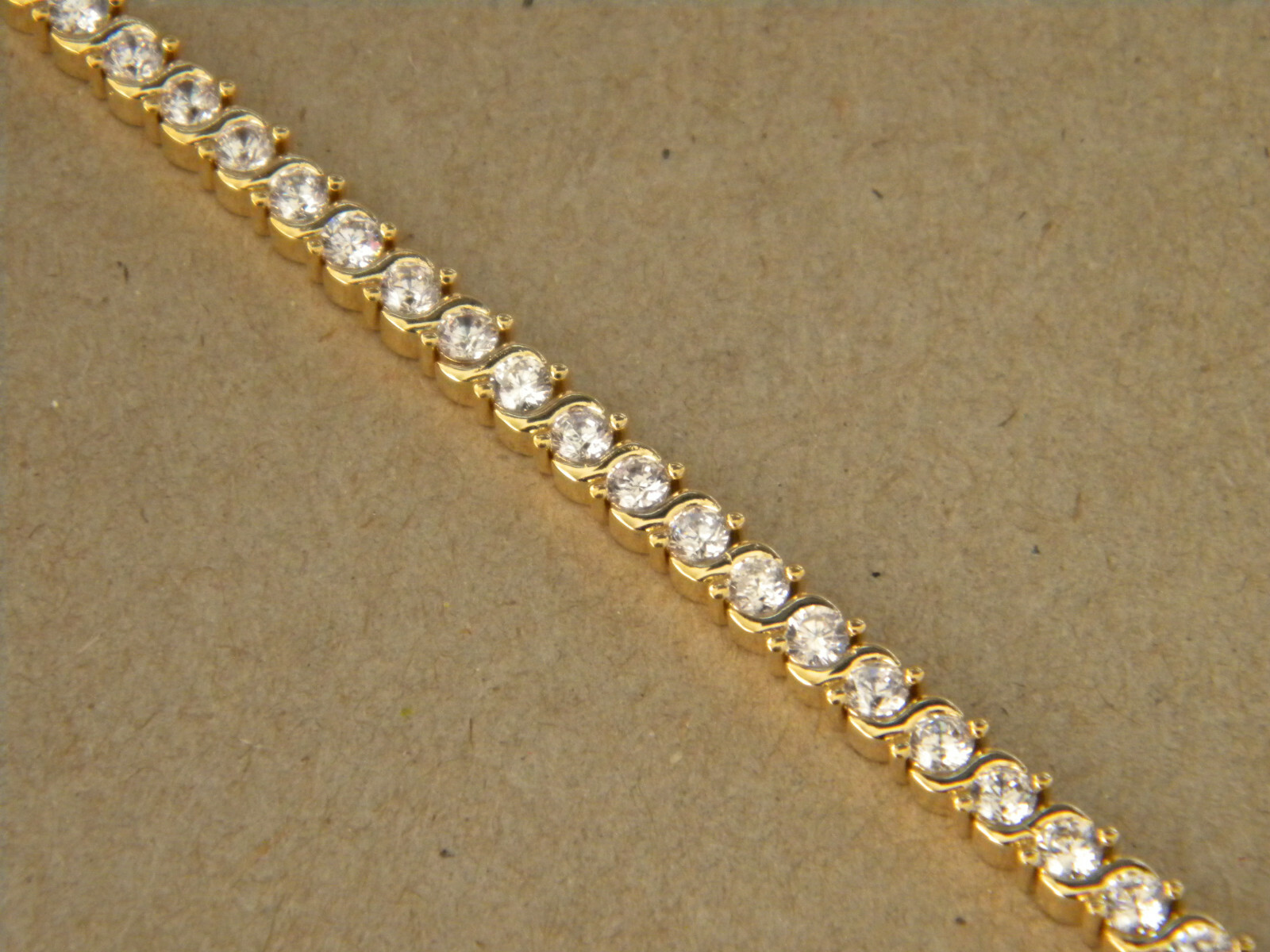 Lady’s Women’s Yellow Gold Plated CZ Tennis Bracelet S sosos 7.5in Long 4mm wide