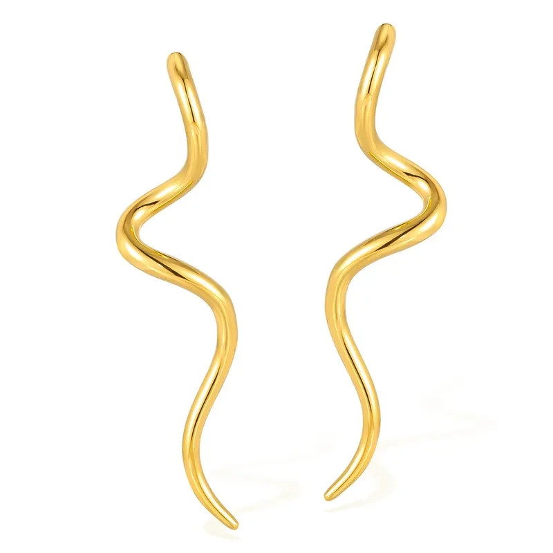 Ladies Retro Snake Stud Earrings Gold or Silver Costume Jewellery