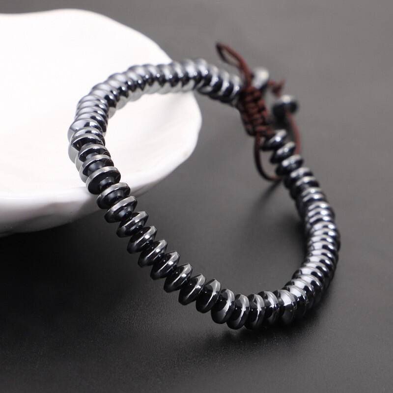 Hematite Bead Balance Men Bracelet Healing Reiki Protection Handmade Bracelet
