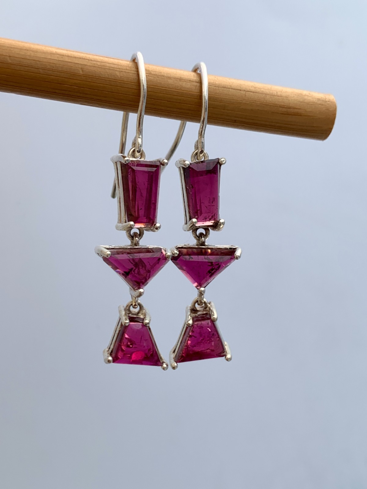 Pinkish Red Tourmaline Earrings: 925 Sterling Silver, Handmade Gemstone Jewelry