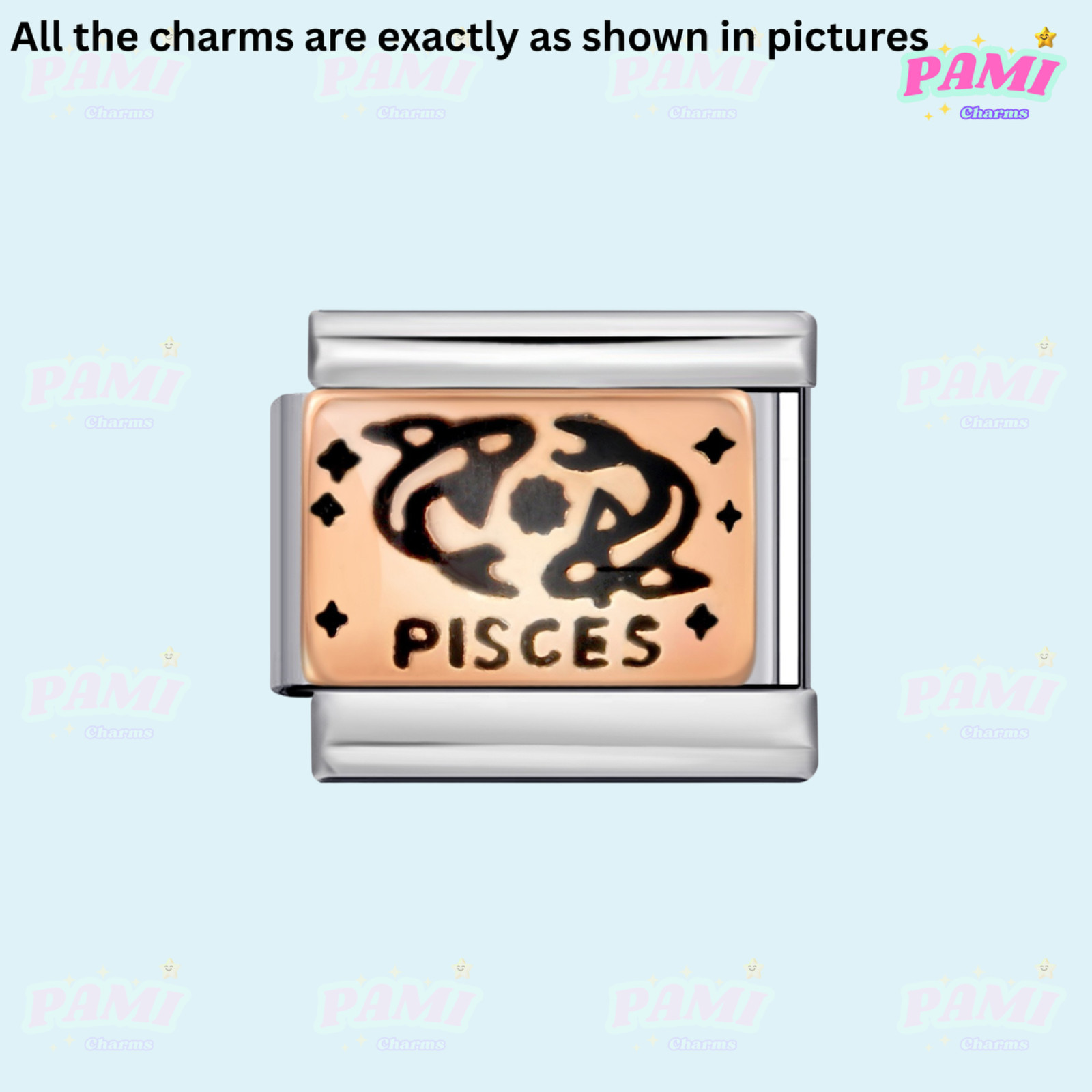 Italian charm 12 zodiac Star signs Fits All major Brands Italian charm bracelet