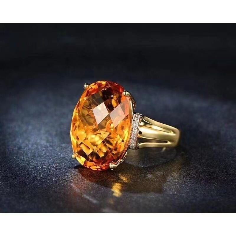 New Citrine Ring Lucky Transshipment Zircon Ring