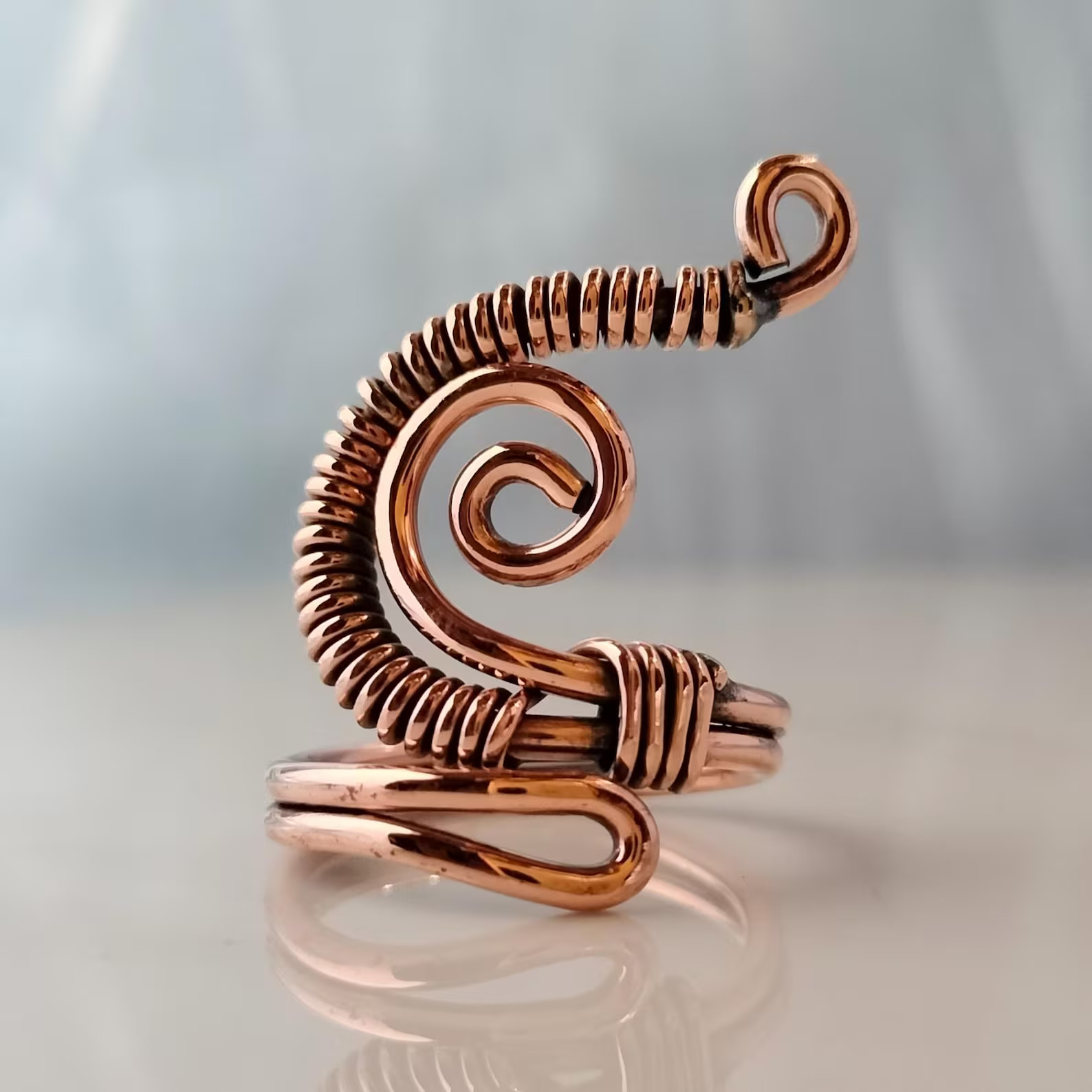 Solid Pure Copper Minimalist Healing Ring, Handmade, Unisex, Wire wrap Ring