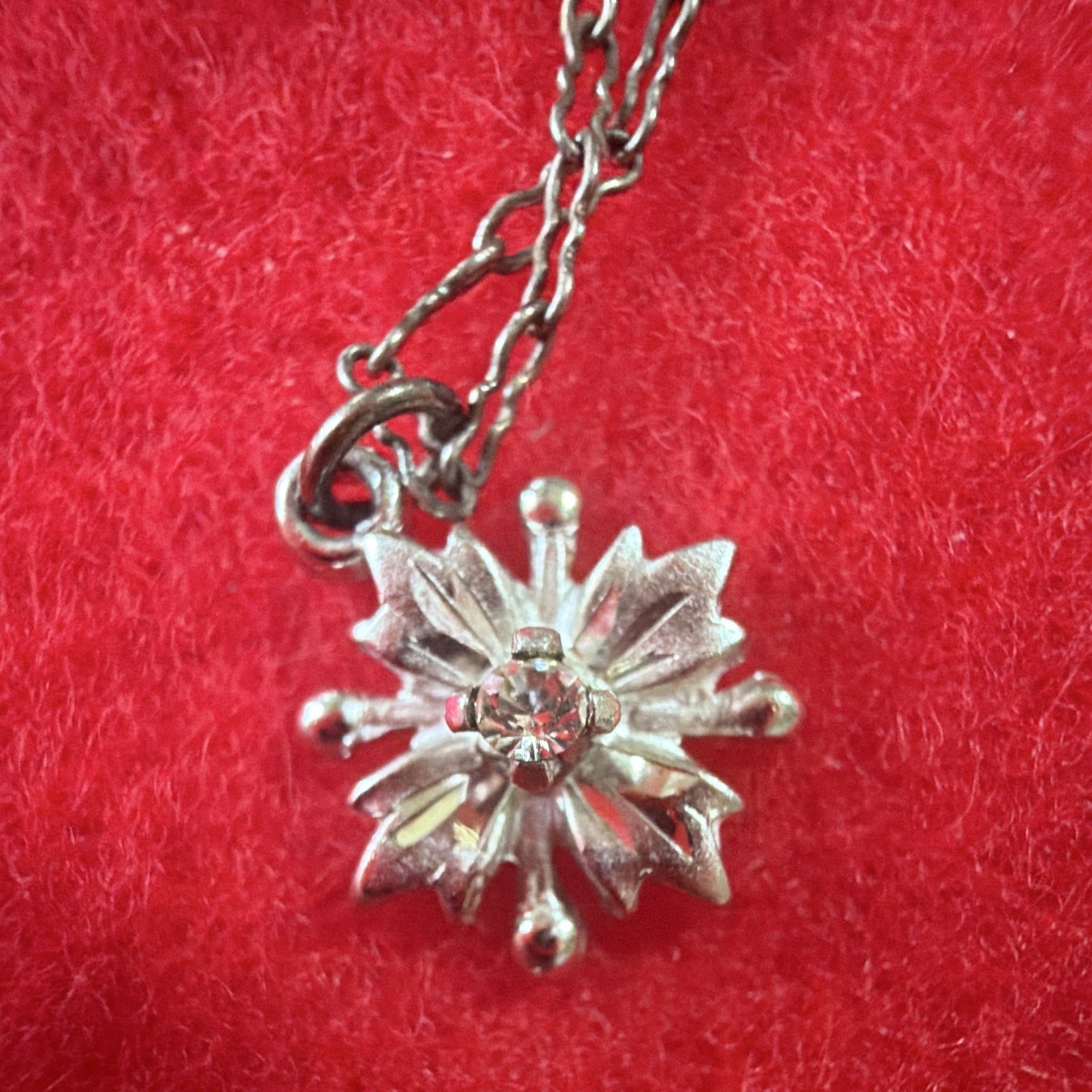 Sterling Silver 925 Cubic Zirconia Snowflake Charm Pendant Cable Chain Necklace