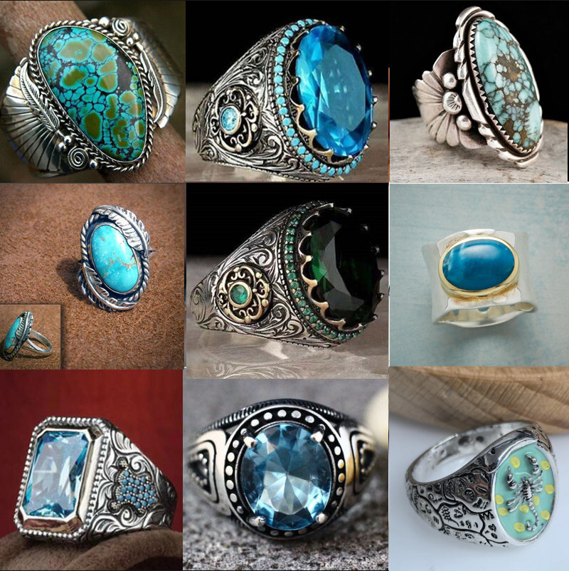 20pcs Wholesale Lots Jewelry Mixed Turquoise Stone Silver P Lady’s Rings