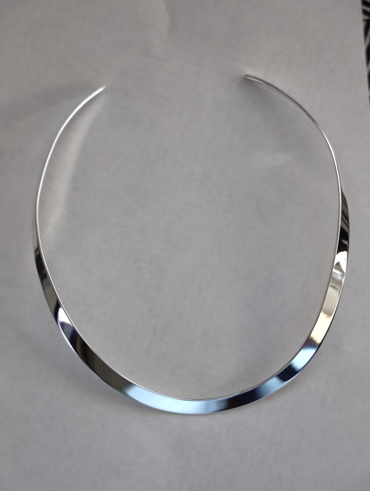 .925 Sterling Silver Plated Choker Collar Necklace Oval Flat Small Jewelry