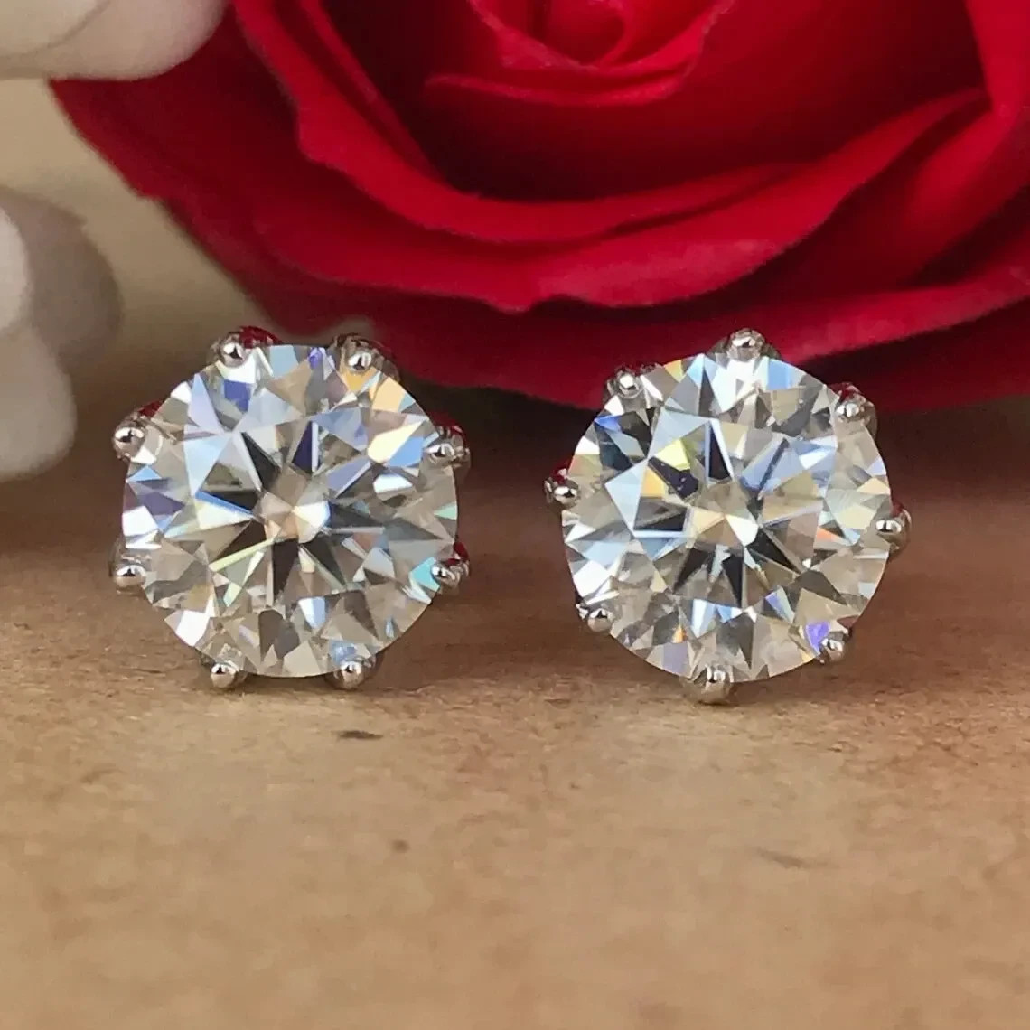 RARE 12.00 Ct Certified Round Diamond Earrings-Great luster-Free Tariffs!