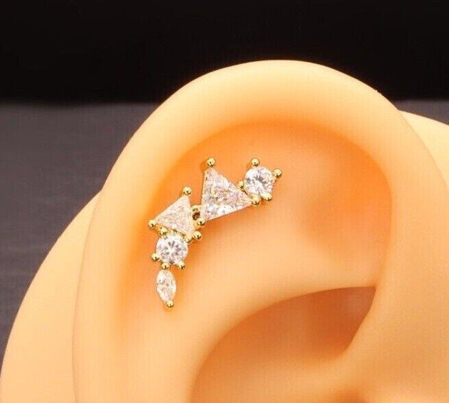 Beautiful Gold Silver Rose Cartilage Helix Conch Earrings Surgical steel B6
