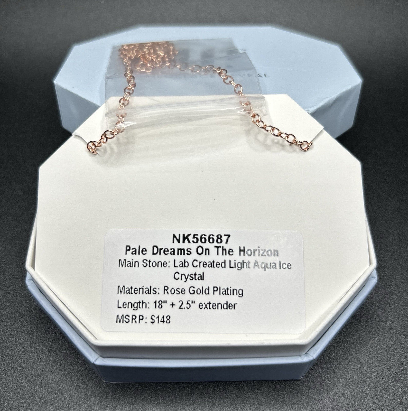 Bomb Party NK56687 ‘Pale Dreams On The Horizon’ Light Aqua Ice Crystal Rose Gold