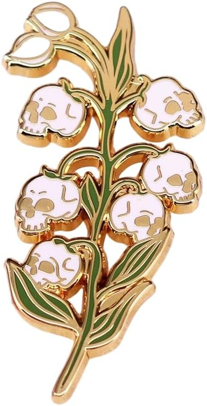 Skull Lily of the Valley Enamel Pin Flower Badge Brooch for Backpacks Coats Hats
