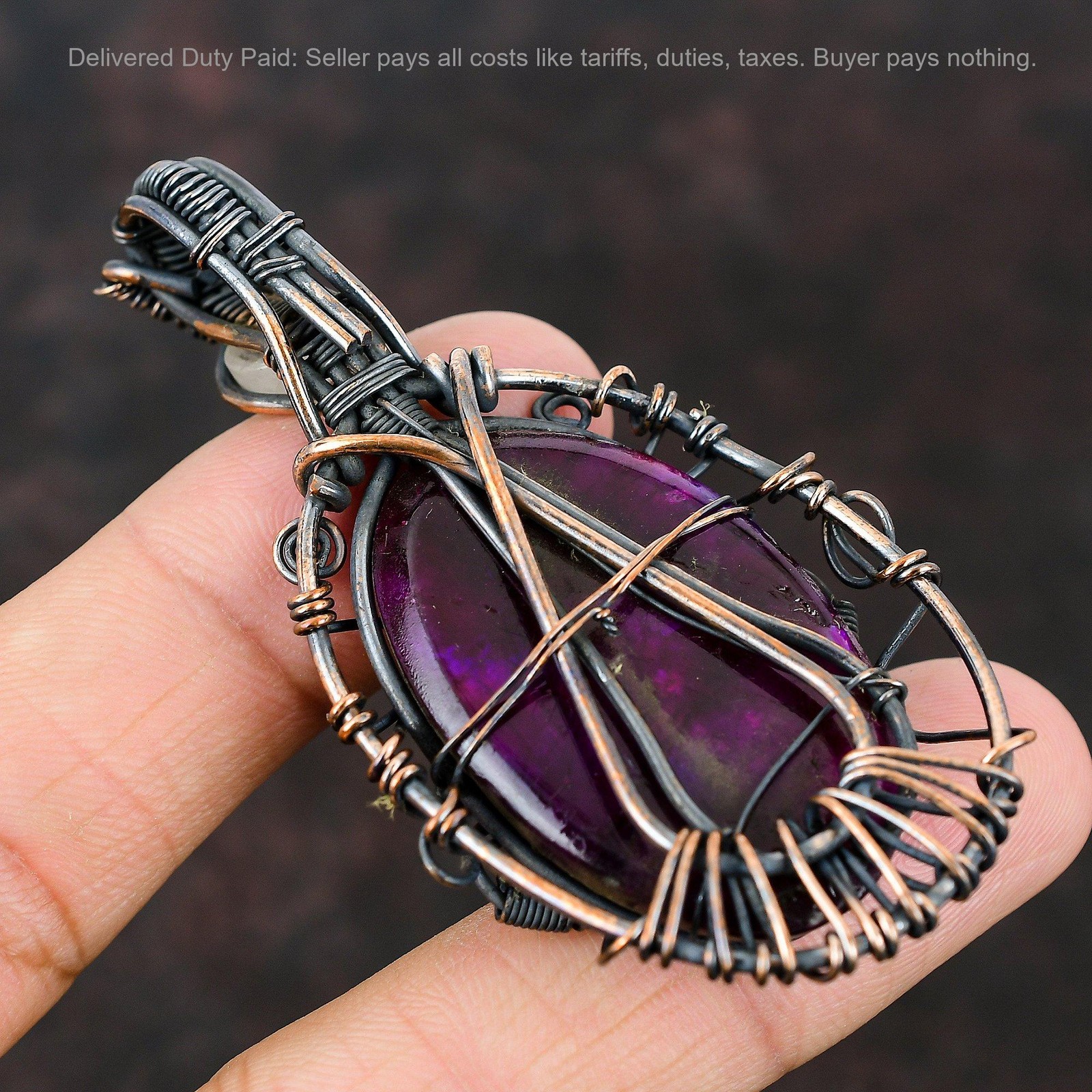 Copper Pink Fire Labradorite Gemstone Rainbow Moonstone Birthday Pendant Jewelry