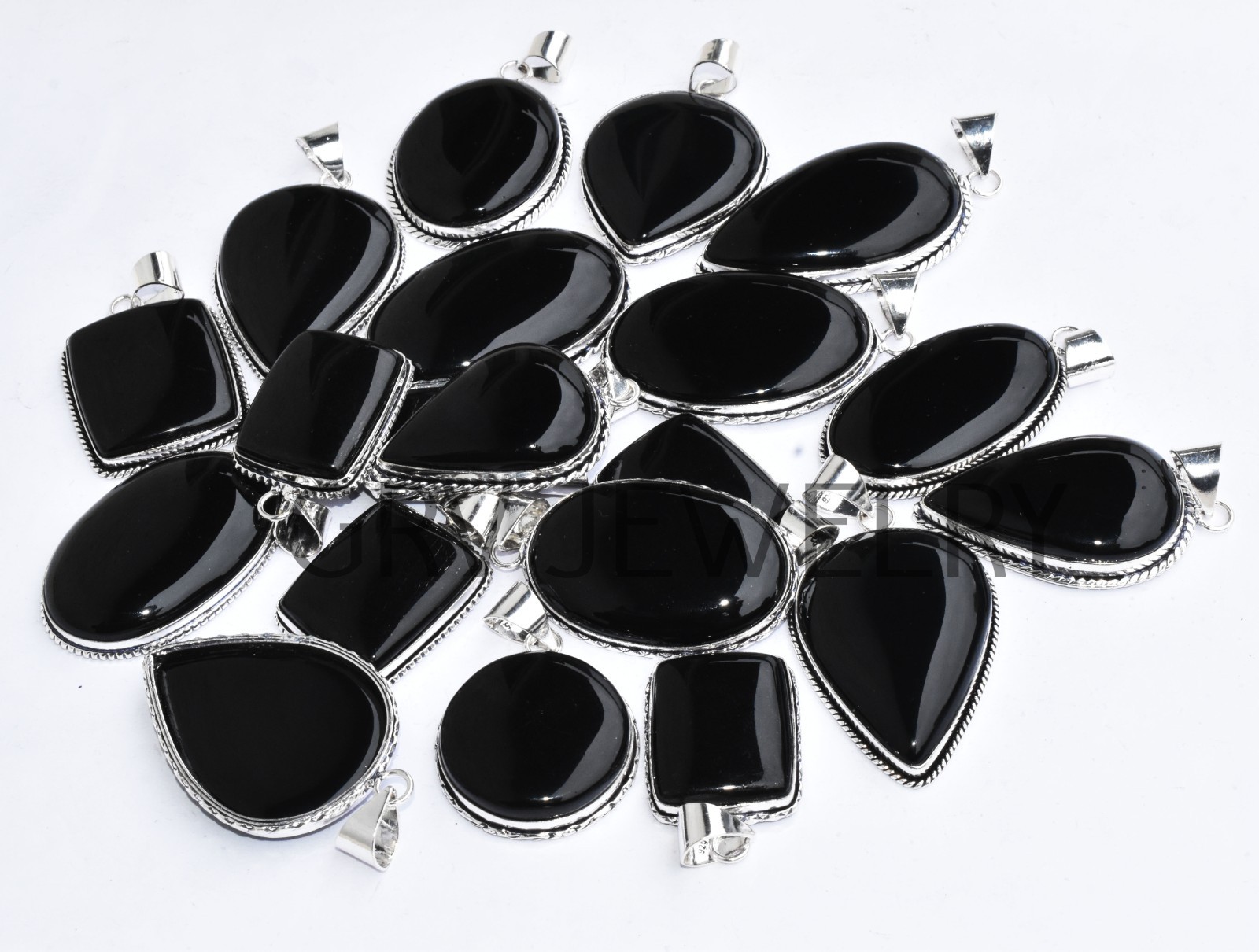 1-1000 Pcs Black Onyx Gemstone Handmade Pendant Lot Bulk: Silver Plated WH-4