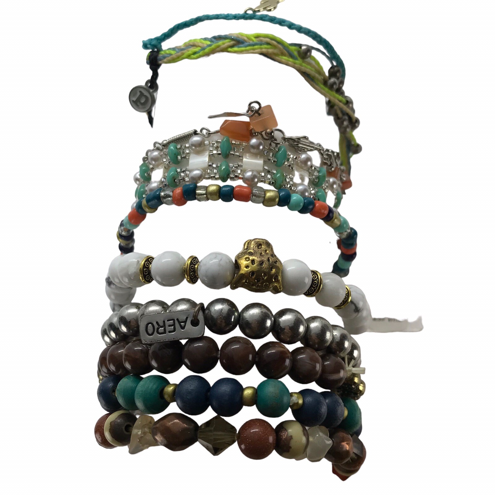 Bracelet Lot Bangles Bead Stretch mixed materials colorful Vtg to mod pure vida