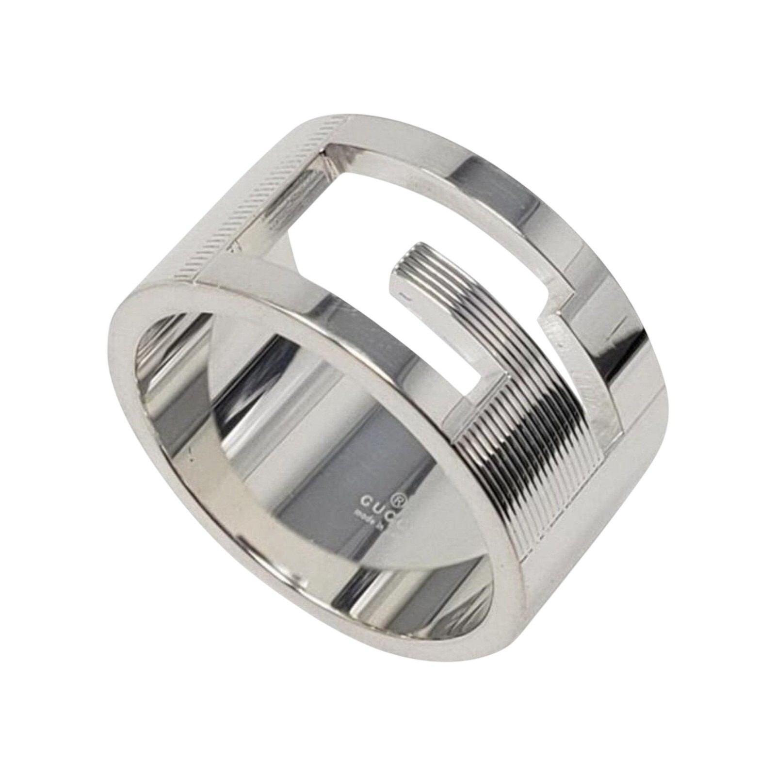 Gucci sterling silver Icon logo wide ring 5 ¾ US