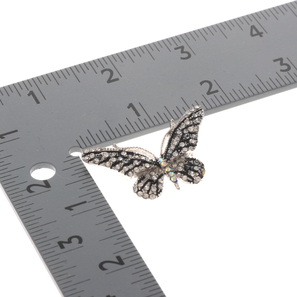 Silver Tone Alloy Metal Crystal Butterfly Brooch With Rhinestone P1173-SCL