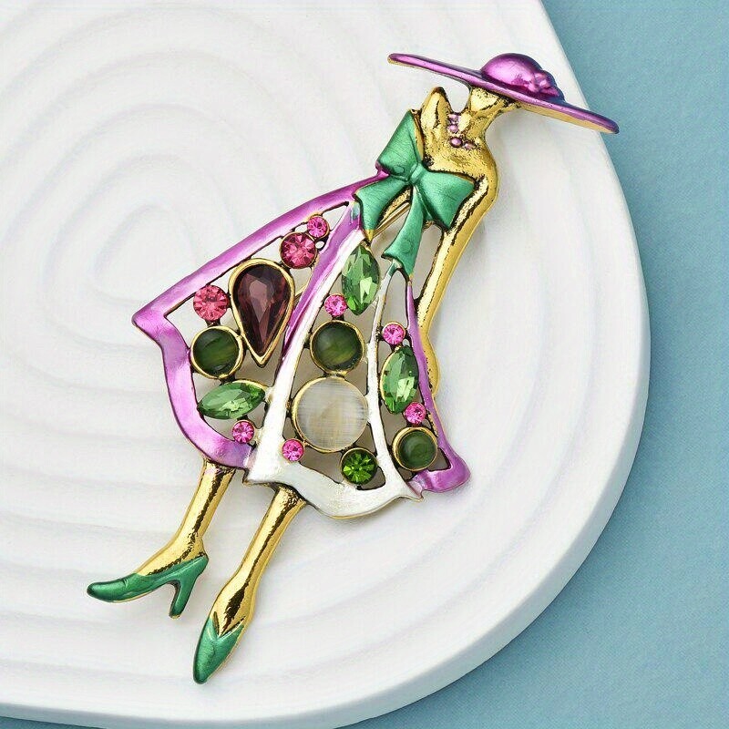 2PCS Fashion Lady Brooch Pins Women Crystal Dress Hat Beauty Girl Pin