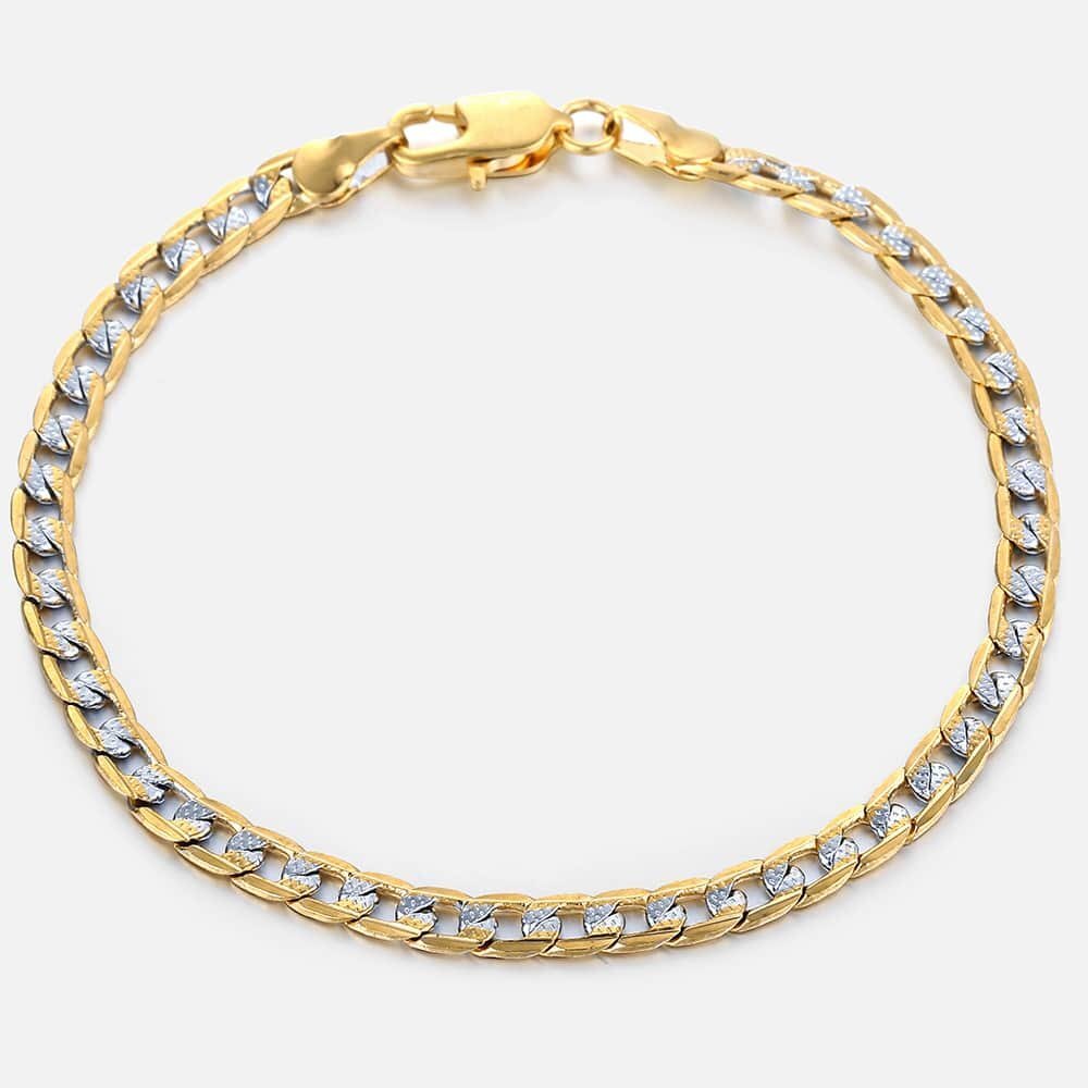 4mm GOLD FILLED Necklace Bracelet Set Diamond-Cut Curb Chain Unisex Jewelry Xmas
