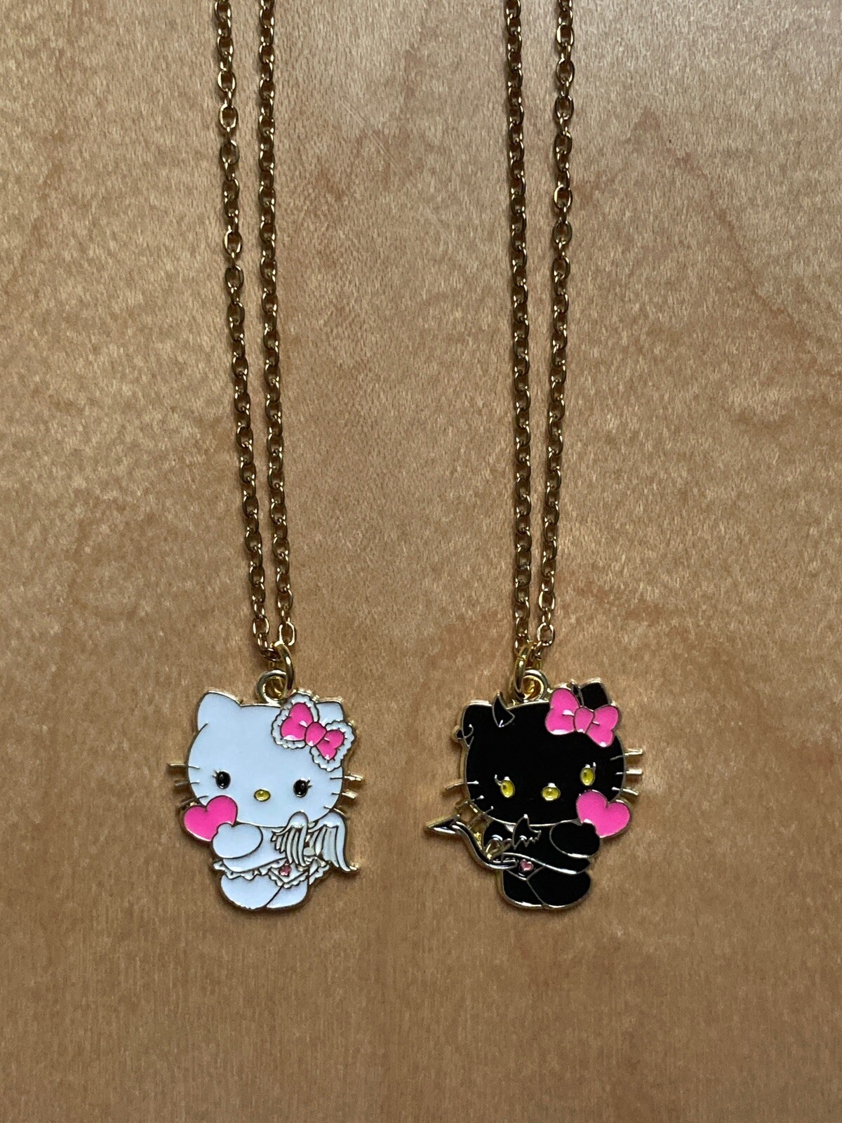 Matching Hello Kitty Necklaces • Angel Devil Demon Best Friends Couple Heart