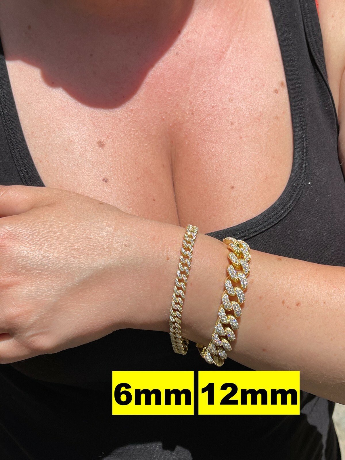 Real Miami Cuban Link Bracelet MOISSANITE 14k Gold Plated 925 Sterling Silver