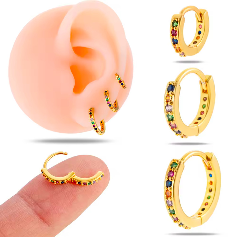 Gold Silver Multicolour Cubic Zirconia Rose Earring Lobe Helix Cartilage