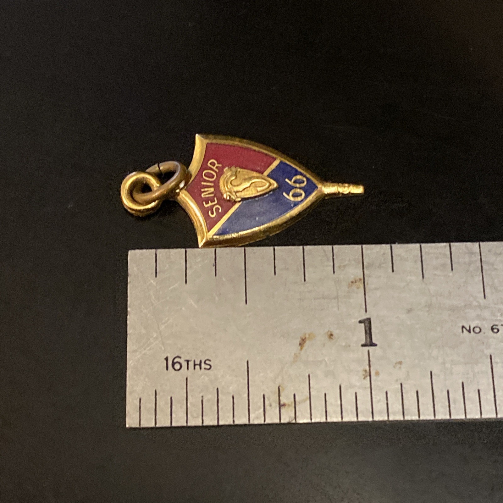 VTG Josten High School Senior Class of 66 1966 S Crest Enamel Pendant Charm