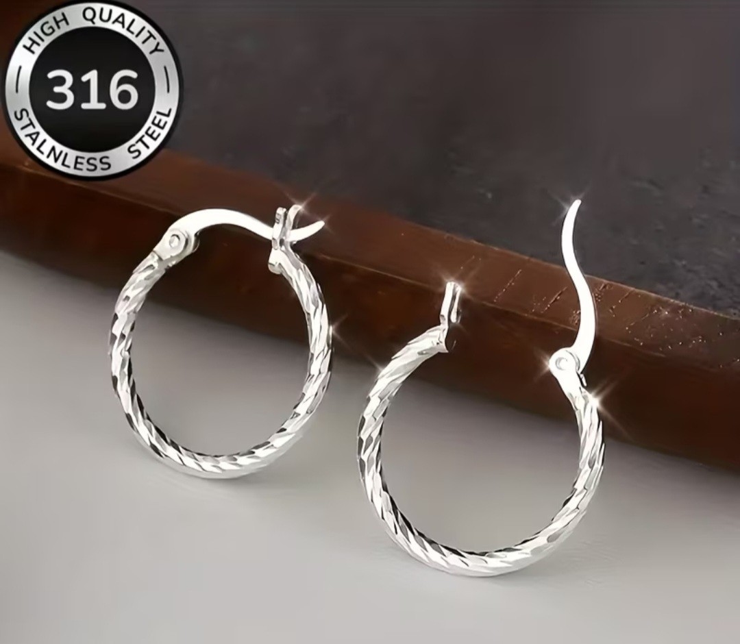 Stainless Steel Hoop Earrings Hypoallergenic Great Gift Free Shipping US Seller