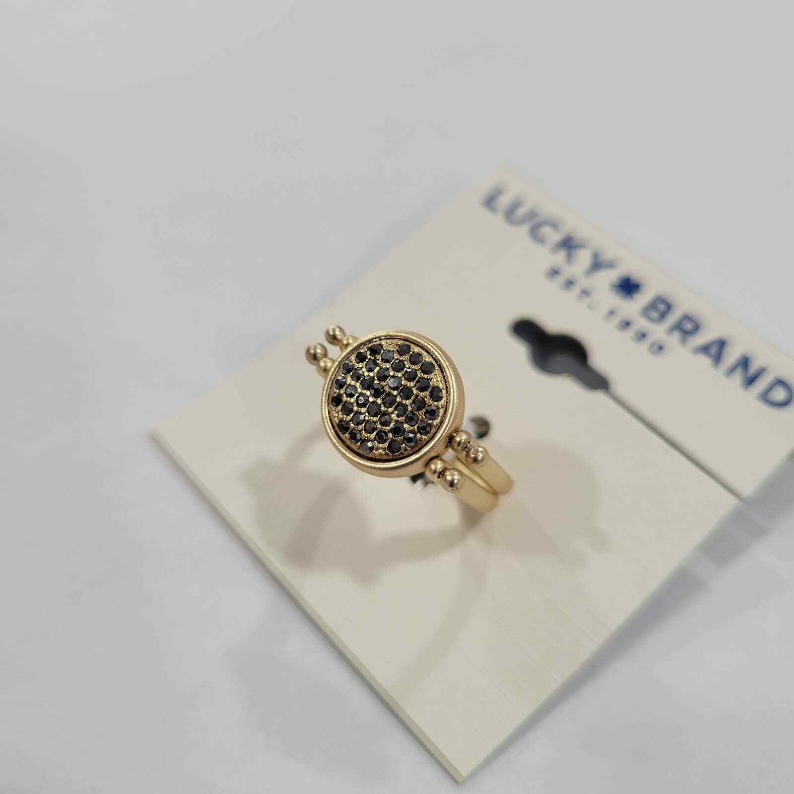 Lucky Brand Gold-Tone Pave Circle Statement Ring NWT Size 7