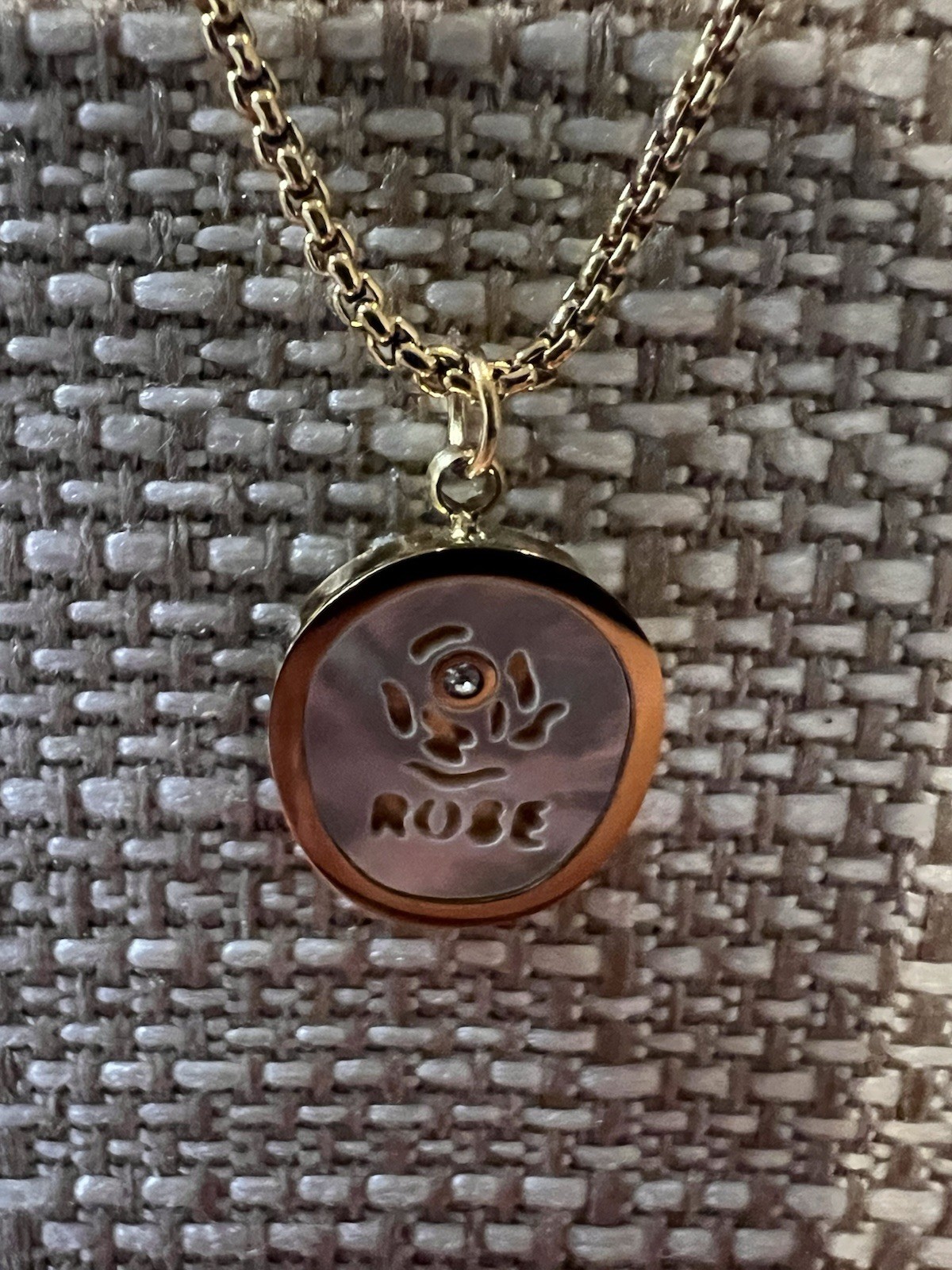 Gold Stainless Steel Rose Pendant Necklace 16-18 inch