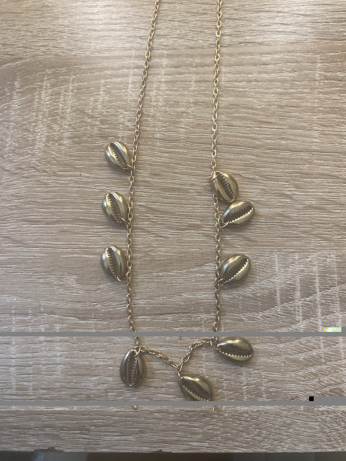 Gold Tone Cowrie Sea Shell Charm Cable Chain Beach Necklace