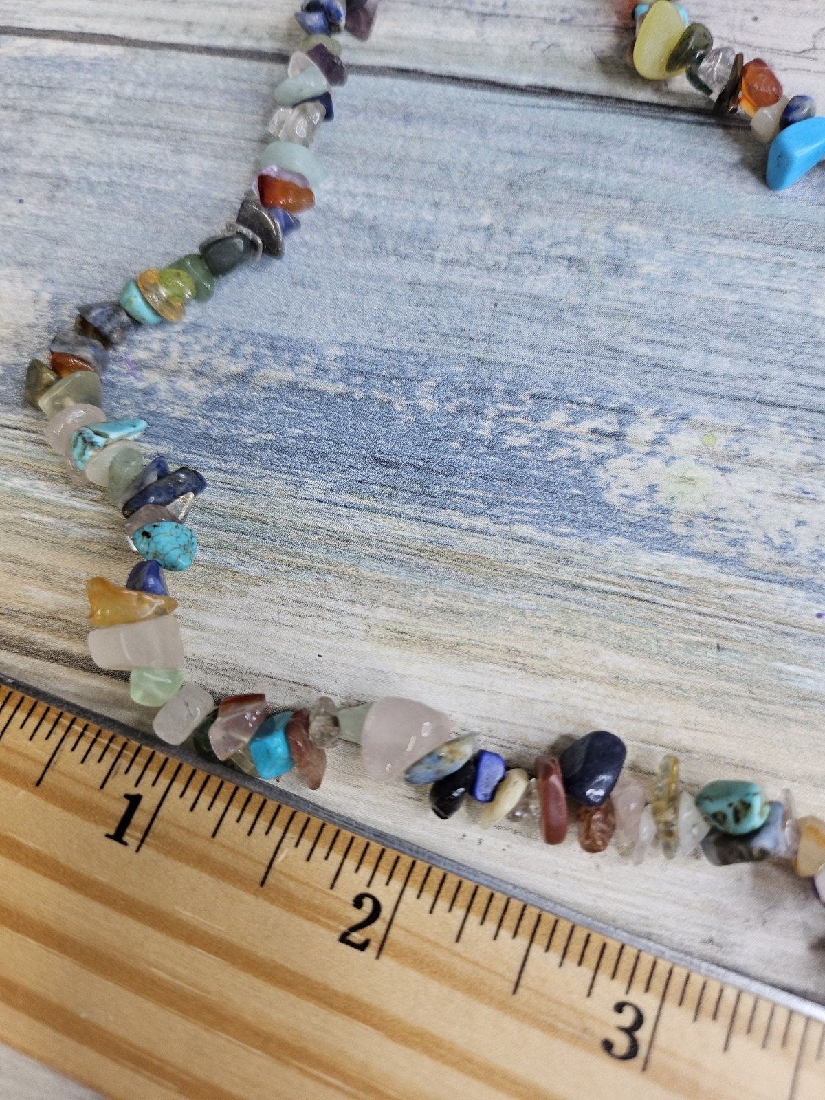 Semi-precious Stone Chips Necklace 16″ Colorful Natural