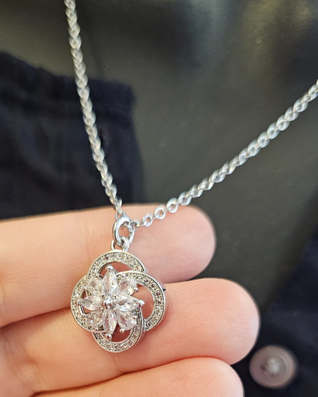 fashion zirconia topaz resin silver plate necklace pendant casual evening