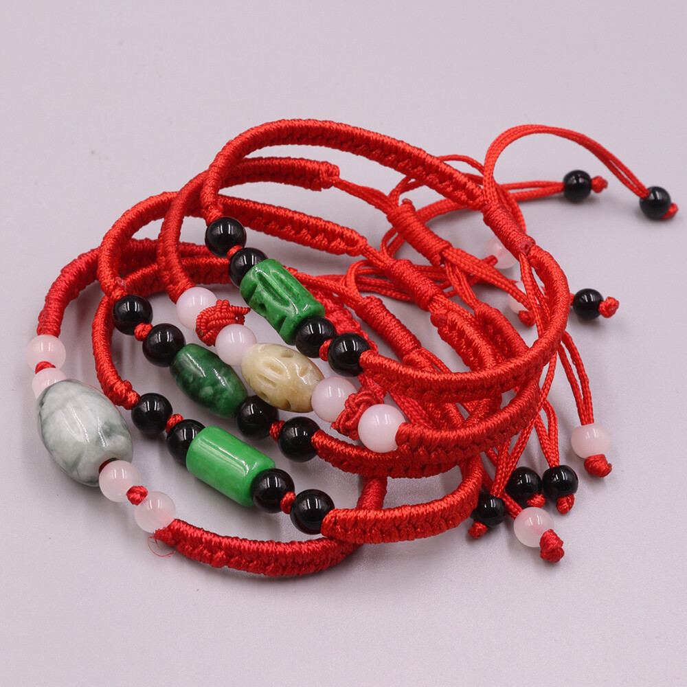 5pcs Real Grade A Natural Jade Women Gift Lucky Long Tube Beads Bracelet