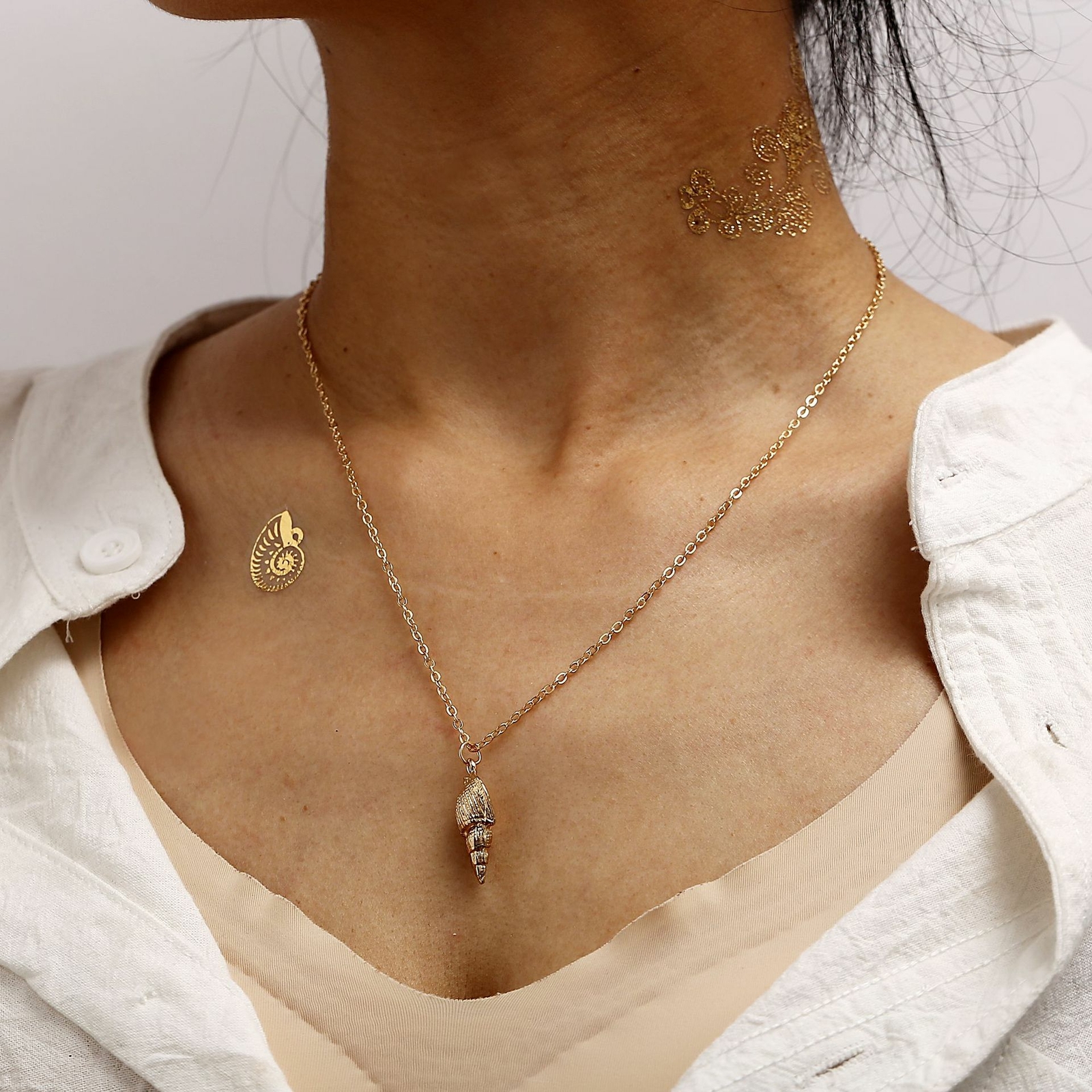 Fashion Boho Sea Shell Alloy Pendant Chain Choker Necklace Women Beach Jewelry