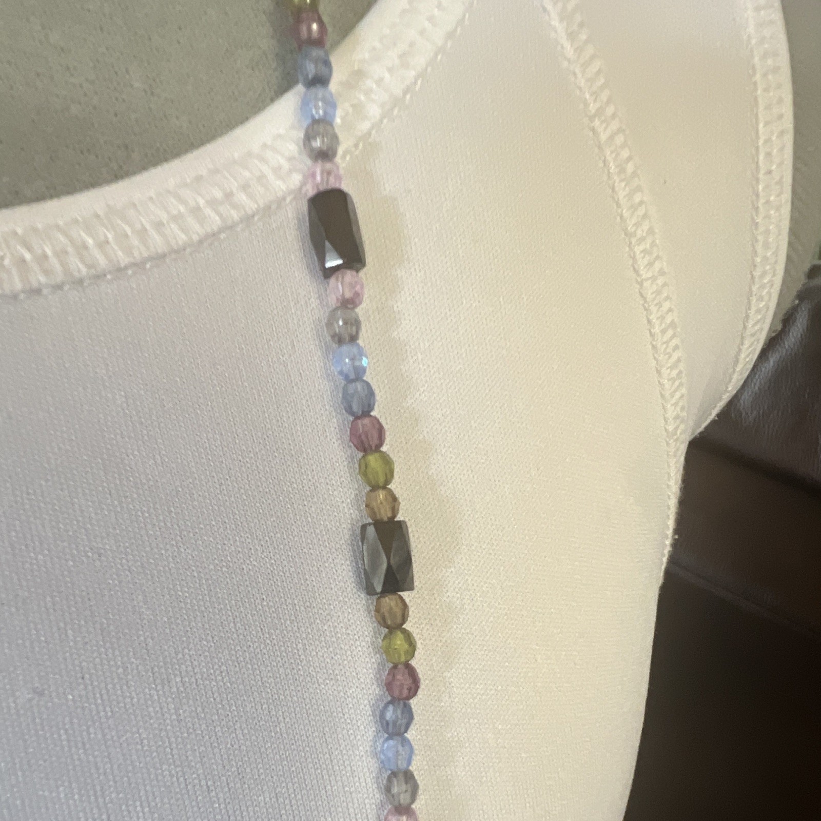 Multicolor Glass Beaded Necklace, Ball/Bead Chain, Round Beads Strand