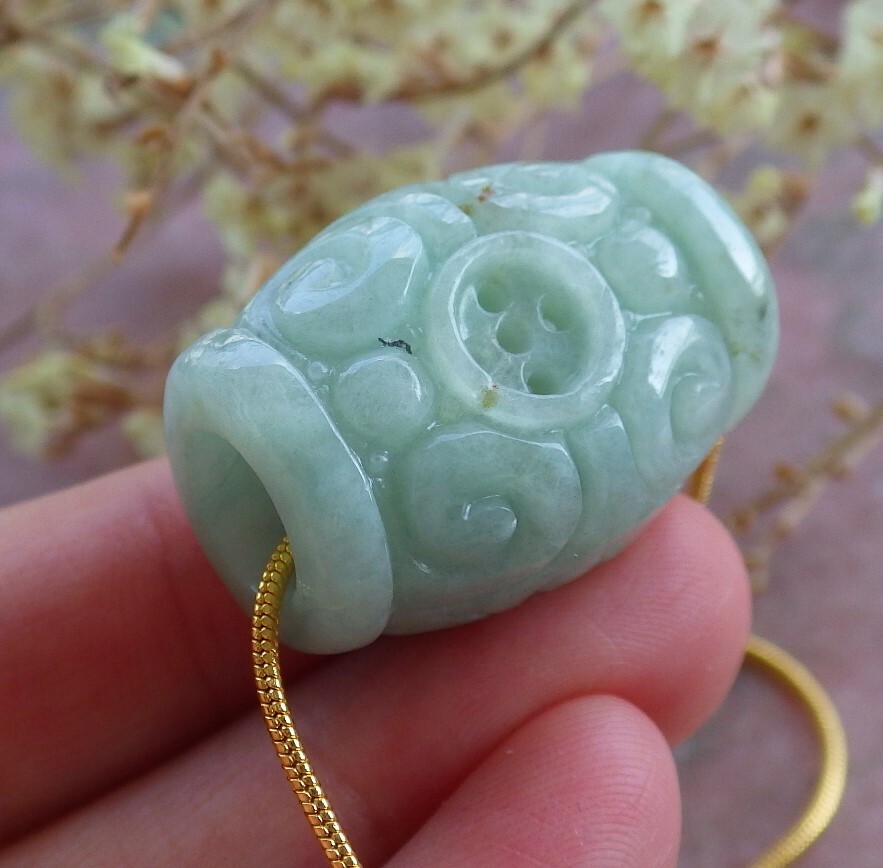 1Pcs Certified Lavender Green Natural A Jade jadeite Pendant Flower Bead 469874