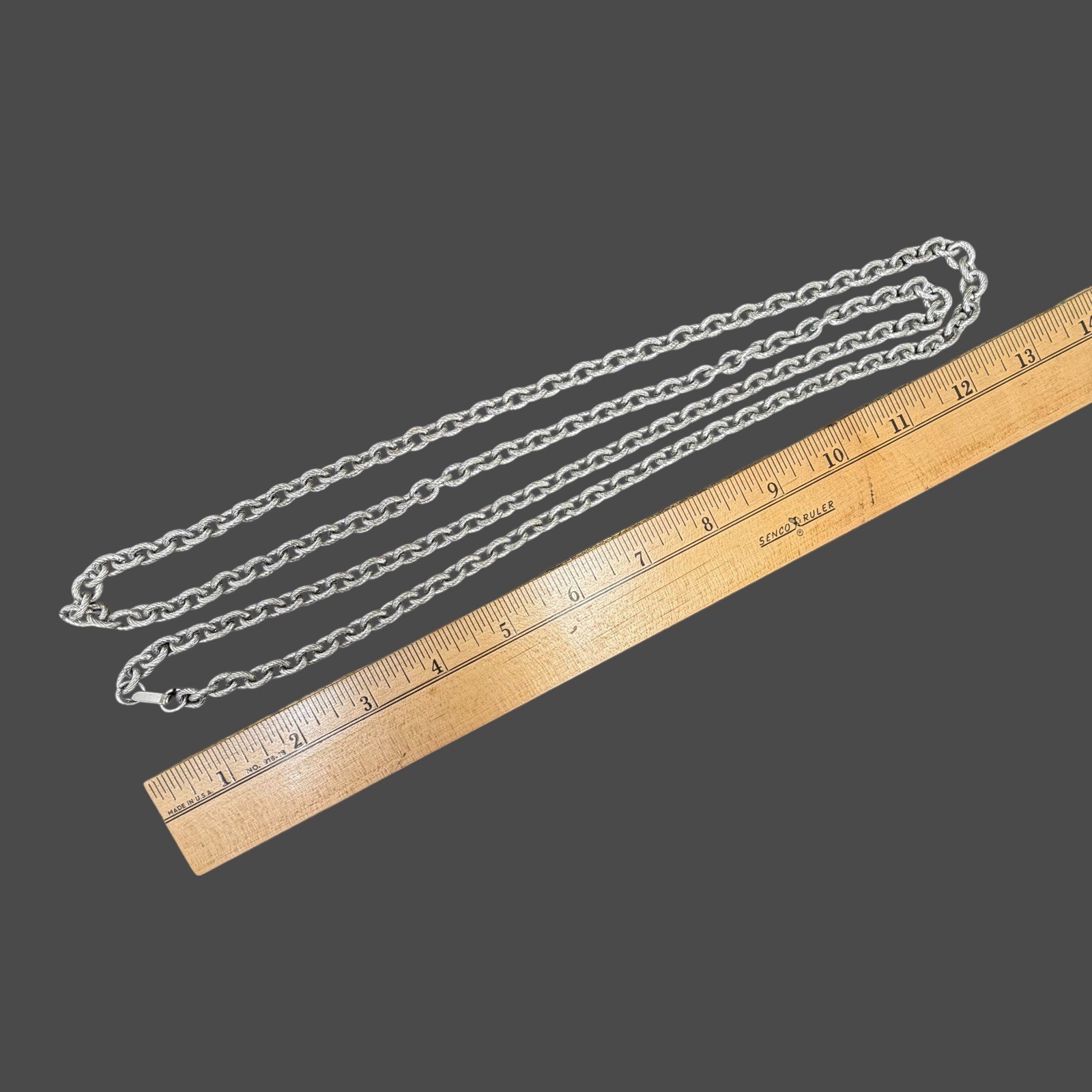 Vintage Lot of 2 Textured Aluminum Chain Link Necklaces Gold Tone & Silver Tone
