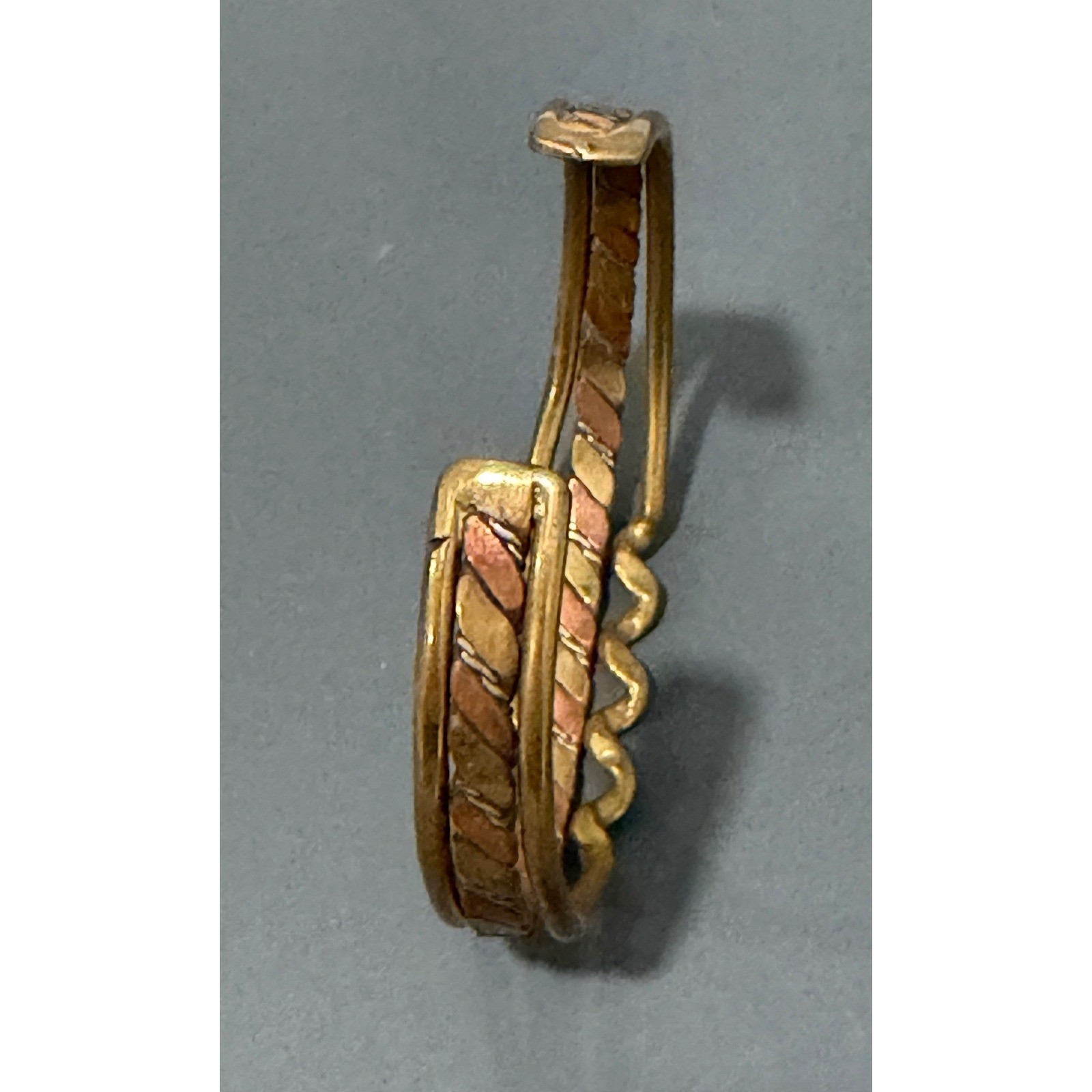 Mixed Metal Gold Copper Silver Tone Cuff Bracelet Unisex 7in Twisted Wavy