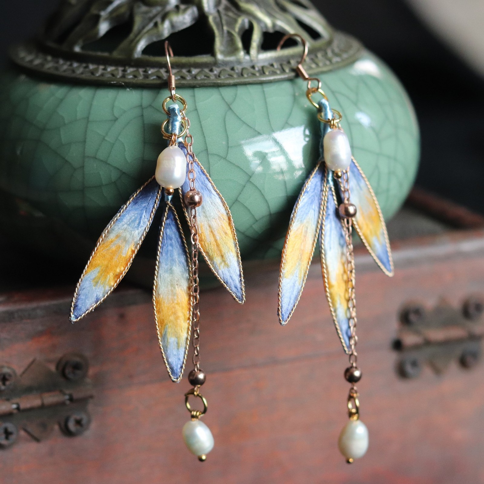 Chinese Style Velvet Flower Earrings Hanfu Qipao Ear Clips Women