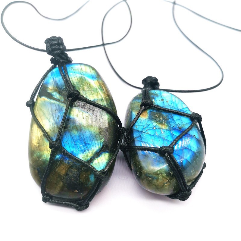 Natural Labradorite Crystal Pendant Necklace Raw Healing Stone Spiritual Jewelry