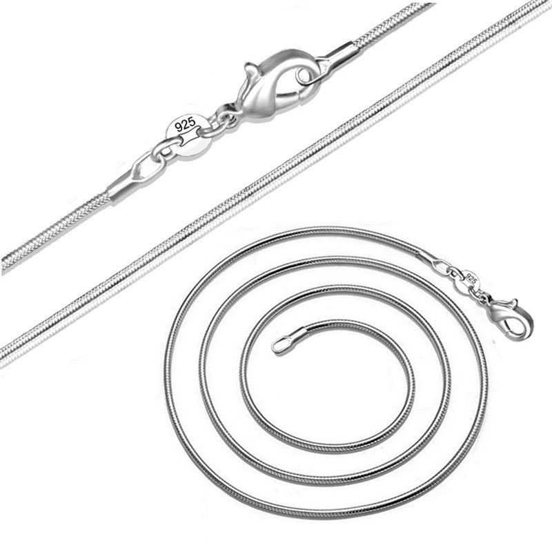 Fashion 925 Sterling Silver Lobster Clasp Snake Chain 20″ For Pendant Necklace