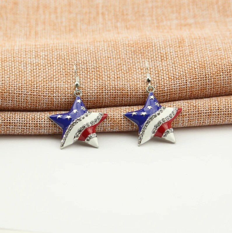 United States of America Star Earrings, Fourth, 4th of July, American Flag, USA