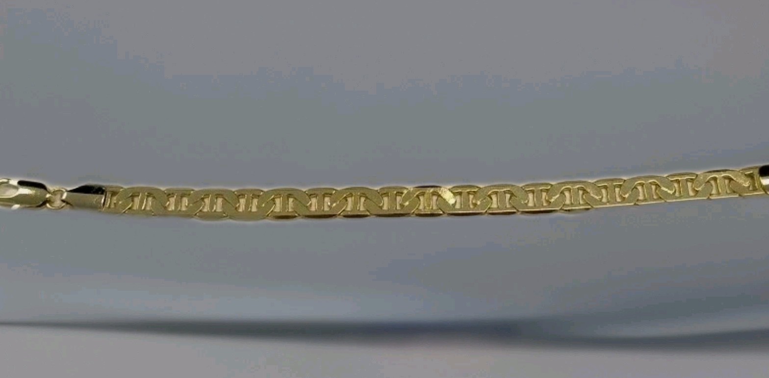14kt Gold Plated Mariner Bracelet 8 inch Long 1/3 Inch Wide
