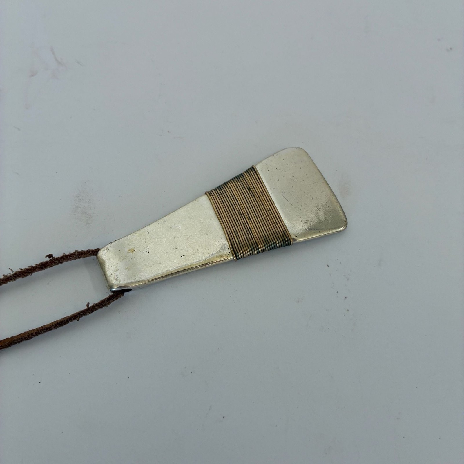 HLM Soho Statement Pendant Necklace with Brown Leather Cord