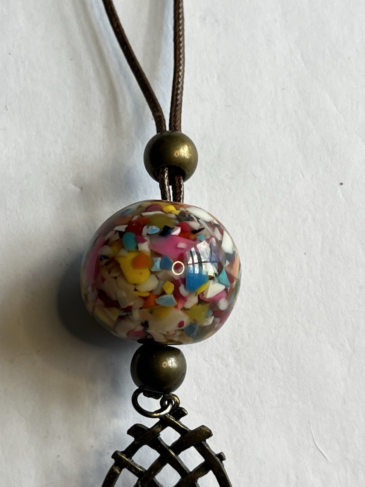 Vintage Chinese Cloisonné Globe Pendant 20” Necklace Good Luck / Prosperity