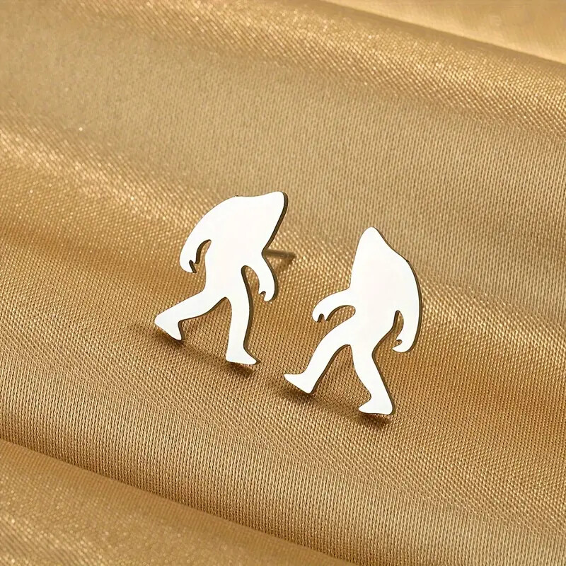 Sasquatch Stud Earings – Color Gold, Silver or Black – Bigfoot Style -Wear Proud