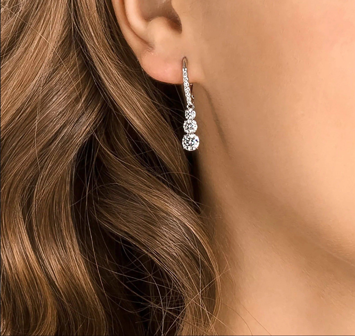 Swarovski Stilla Attract Hoop Earrings Round Cut, White, Rhodium Plated 5416155