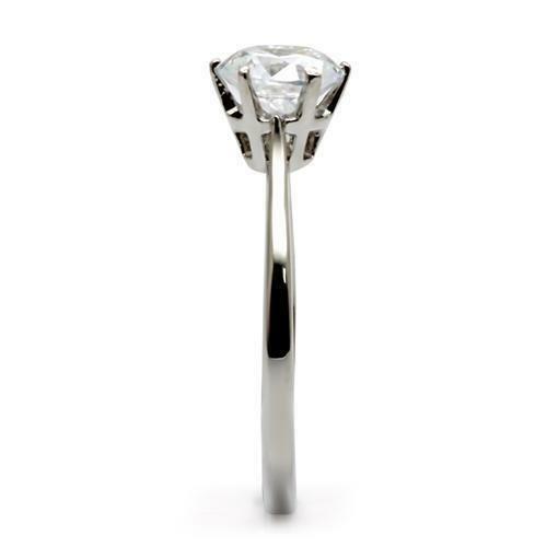 TK025 – High polished (no plating) Stainless Steel Ring with AAA Grade CZ in