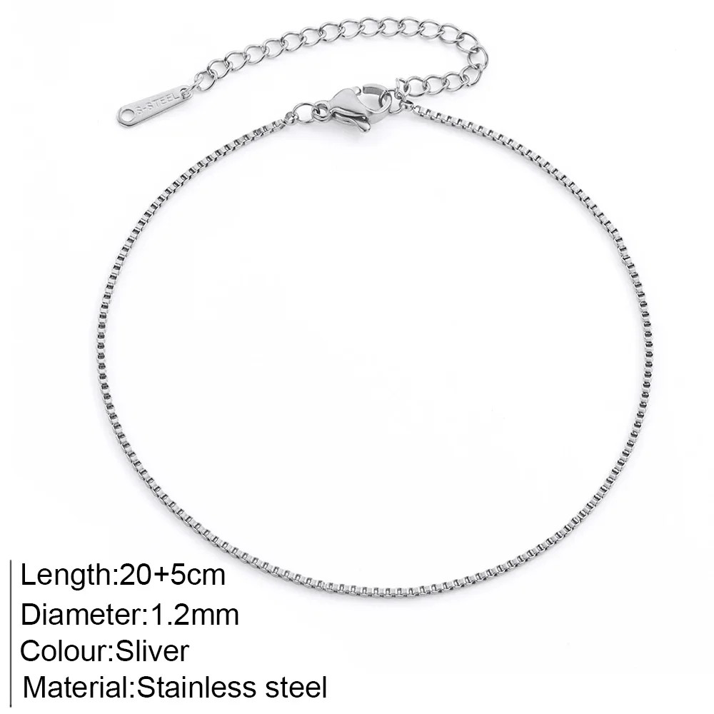 Good Quality Women’s High-end Stainless Steel Anklets Box Chain Clip Bead Chain