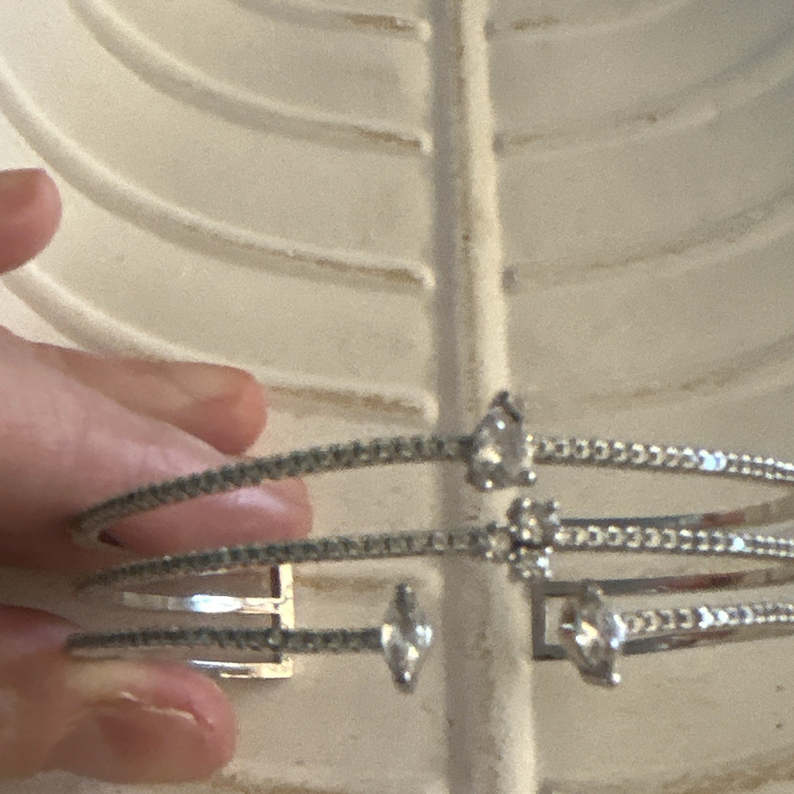 Luxurious Micro Pave 3 Row Cuff Bangle Silver Tone With 5 larger Cz in center